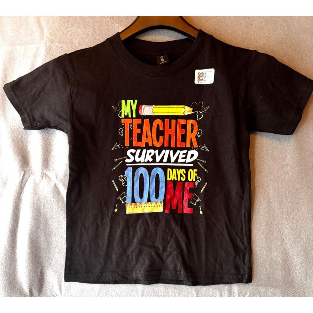 My Teacher Survived 100 Days of Me! Tee Shirt Size XS- Kindergarten, 1st Grade,